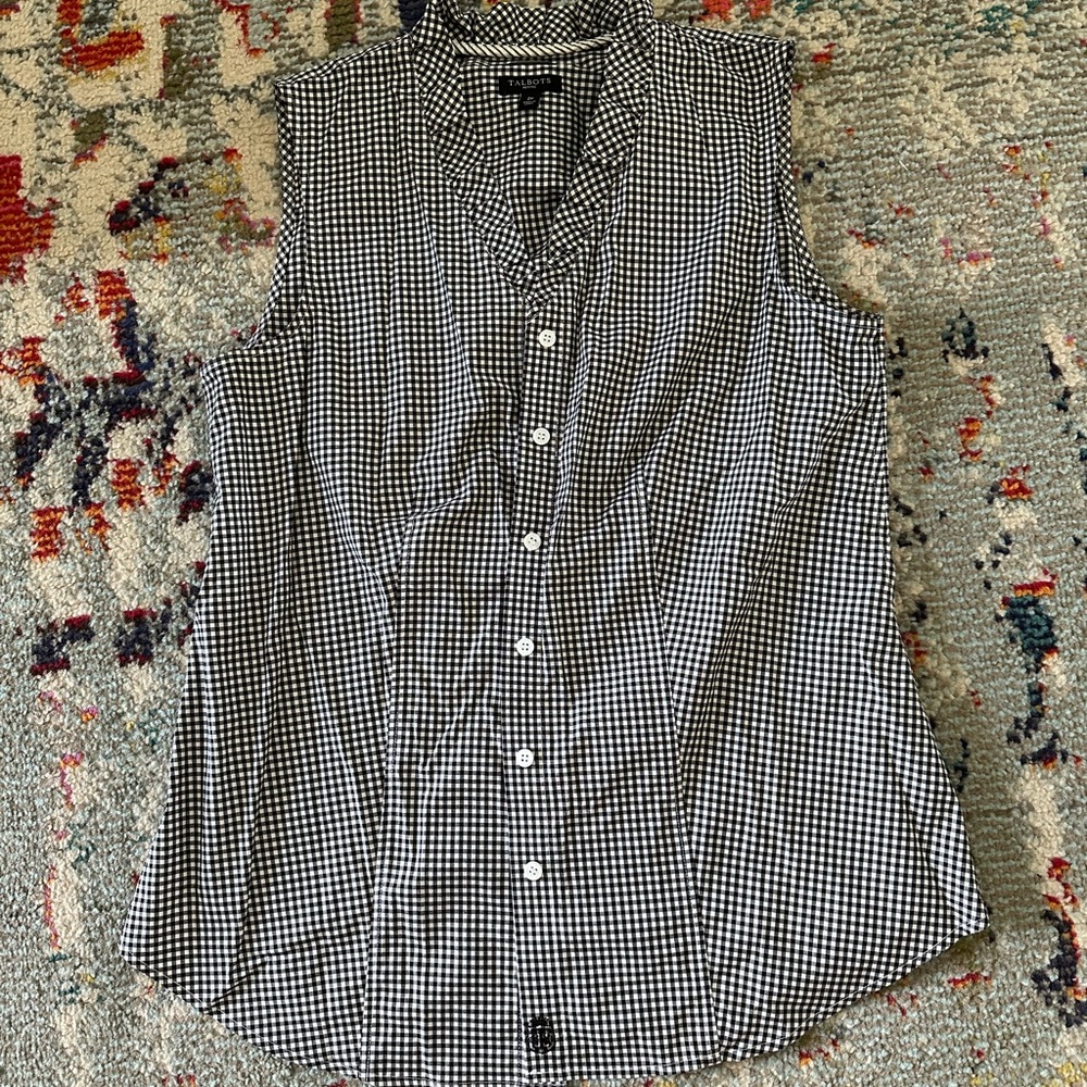 Talbots Checkered Button Down - Picture 1 of 2